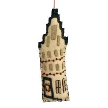 Závěsná vánoční dekorace plstěný domeček 5x2x15 cm