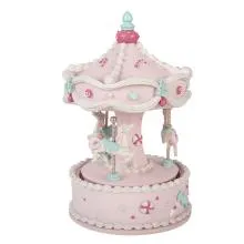 Růžový vánoční Music Box kolotoč
