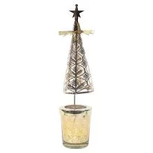 Svícen na čajovou svíčku CHRISTMAS TREE Ø 7x26 cm