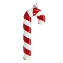 Christmas Ornament Candy Cane White Plastic