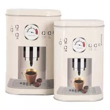 Sada dvou plechových dóz COFFEE CUP 20x13x9 / 18x11x7 cm