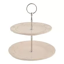 Dvoupatrový keramický etažér RUSTIC ROMANCE Ø 21*23 cm