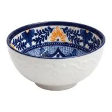 Keramická miska s modrooranžovým květinovým dekorem Ø 11x5 cm / 300 ml