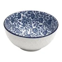 Keramická miska s modrým květinovým dekorem Ø 13x5 cm / 300 ml