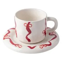 Keramický šálek s podšálkem RIBBON 8x7 cm
