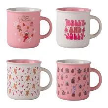 Sada čtyř porcelánových hrnků CHRISTMAS (4) 10x9x7 cm / 380 ml