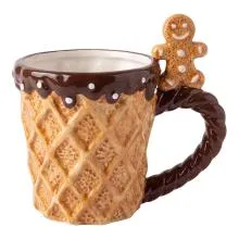 Vánoční keramický hrnek s čokoládovou polevou a perníčkem 14x10x13 cm / 350 ml