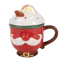 Keramický hrnek s víčkem SANTA 13x9x16 cm / 350 ml