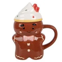 Keramický hrnek s víčkem GINGERBREAD MAN 12x8x15 cm / 250 ml
