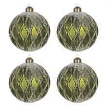 Sada čtyř skleněných vánočních ozdob Ø 9 cm