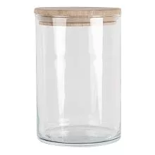 Skleněná dóza s dřevěným víčkem Ø 10*15 cm / 880 ml