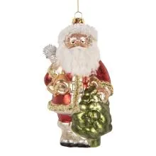 Skleněná vánoční ozdoba SANTA CLAUS 8x7x14 cm