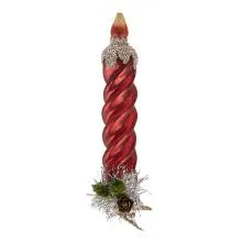 Skleněná vánoční ozdoba s klipem CANDLESTICK 3x3x16 cm
