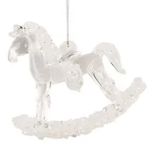 Christmas Ornament Rocking Horse 8x3x8 cm Transparent Glass