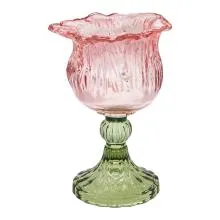Tealight Holder Pink Glass