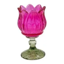 Tealight Holder Pink Glass