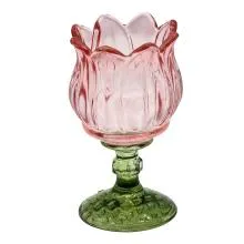 Tealight Holder Pink Glass