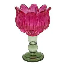 Tealight Holder Pink Glass