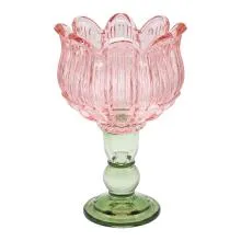 Tealight Holder Pink Glass