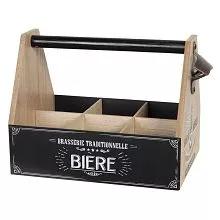 Dřevěný stojan a nosič na lahve s otvírákem BIERE 29*19*20 cm