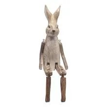 Dřevěná figurka sedícího králíka s dlouhýma nohama 7x10x33 cm