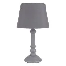 Šedá dřevěná stolní lampa s textilním stínidlem