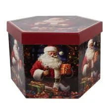 Sada vánočních plastových ozdob v krabičce SANTA CLAUS (14 kusů) (14) 8x8x8 cm