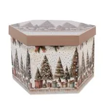 Sada vánočních plastových ozdob v krabičce CHRISTMAS TREES (14 kusů) (14) 8x8x8 cm