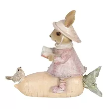Dekorativní figurka zaječky s ptáčkem 13*5*11 cm