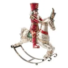 Dekorativní figurka Louskáčka na houpacím koníkovi 32x10x35 cm