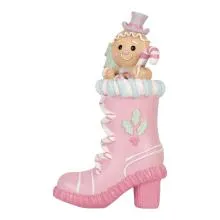 Christmas Decoration Figurine Boots 13x9x22 cm Pink Plastic