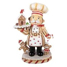 Vánoční figurka cukráře s perníkovou chaloupkou 18x13x27 cm