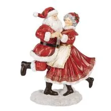 Dekorativní figurka tančícího Santa Clause s paní Clausovou 19x11x23 cm