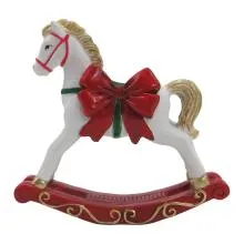 Vánoční figurka houpacího koníka s červenou mašlí 11x3x11 cm