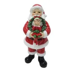 Vánoční figurka Santa Clause s vánočním skřítkem 13x14x30 cm