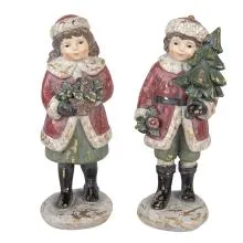 Christmas Decoration Figurine Children 9x7x22 / 8x8x22 cm Re