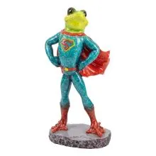 Dekorativní figurka žáby v kostýmu superhrdiny 10x20 cm