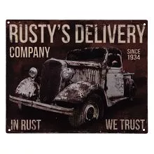Plechová cedule RUSTY DELIVERY