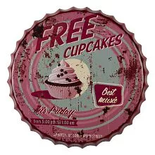 Plechová cedule FREE CUPCAKES