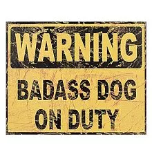 Plechová cedule WARNING DOG