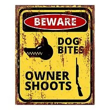 Plechová cedule BEWARE DOG