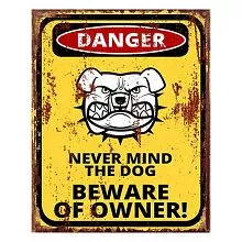 Plechová cedule DANGER DOG