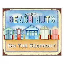 Plechová cedule BEACH HUTS
