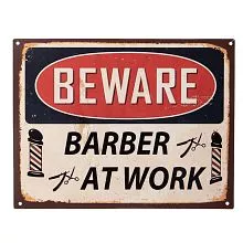 Plechová cedule BARBER 33x1x25 cm
