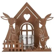 Kovový svícen na čajovou svíčku RABBITS 26x9x26 cm