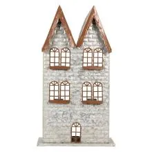Kovový svícen na čajovou svíčku HOUSE 30x13x53 cm