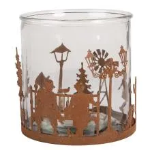 Svícen na čajovou svíčku CHRISTMAS SCENE Ø 15x15 cm