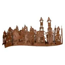 Tealight Holder House 27x8x12 cm Brown Metal 6Y6096