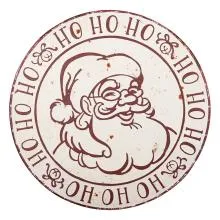 Text Sign Ø 40x1 cm White Metal Santa Claus 6Y6169