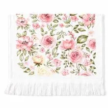 Bílý kuchyňský ručník s růžovými květy Soft Rose Bloom 40×66 cm